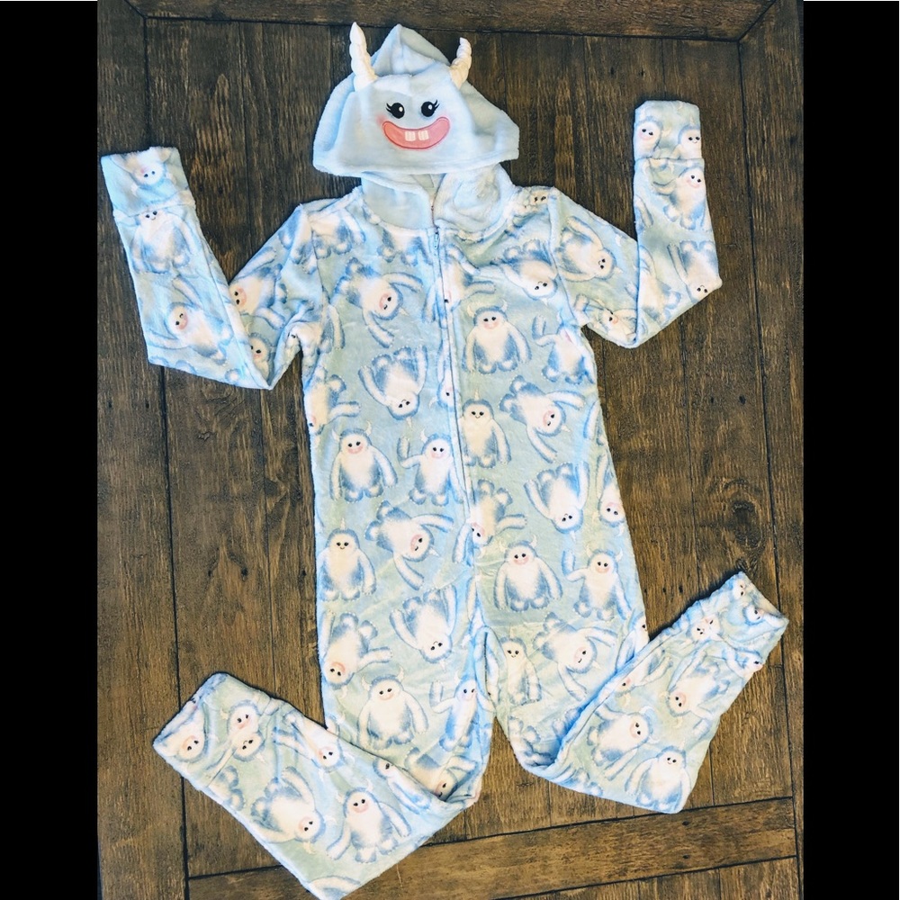 Justice onesie Yeti pajama and slipper socks